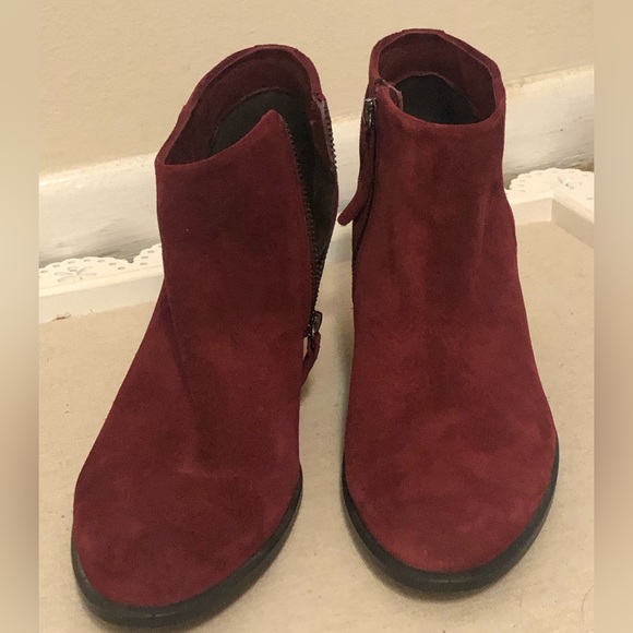 Ecco Burgundy Water Repellent Suede Ankle Boots.Danish Design Woman 41/10-10.5 - Picture 4 of 15